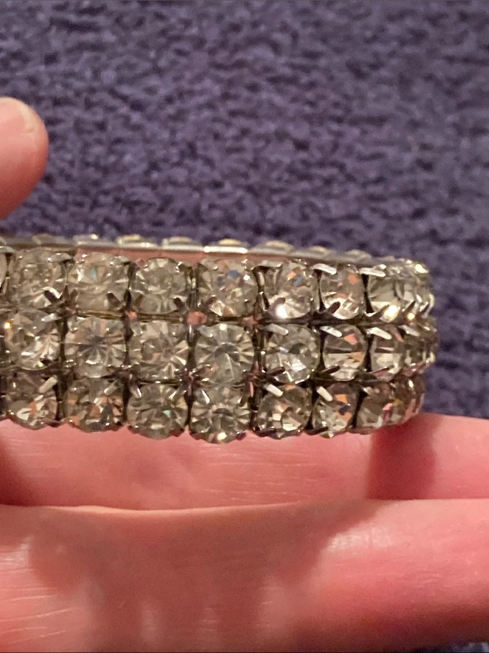 Clear Crystal Stretch Bracelet - Sparkling Silver Tone